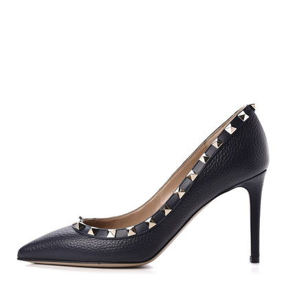 Valentino Garavani Pebbled Calfskin Rockstud 85mm Pumps 36 Marine 1 of 9