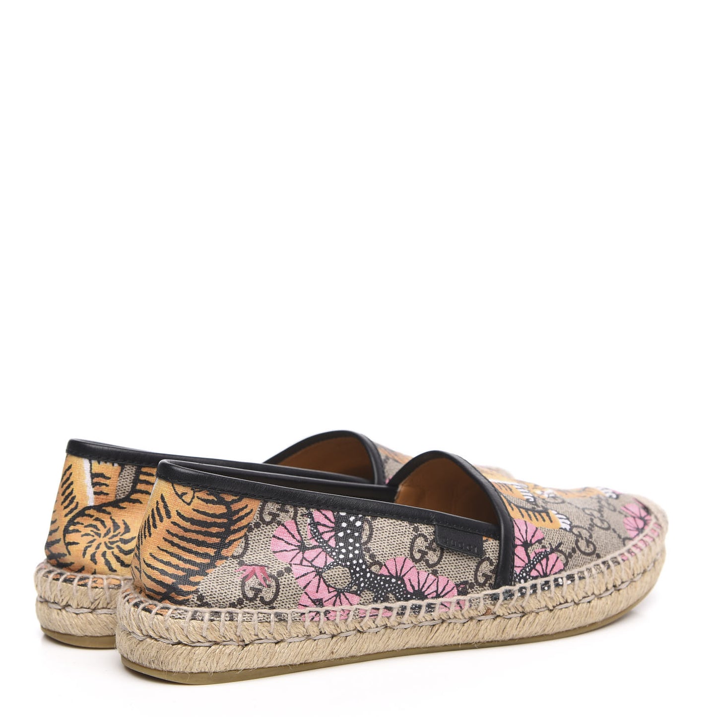 GG Supreme Monogram Bengal Espadrilles 37 Beige Crop Pink