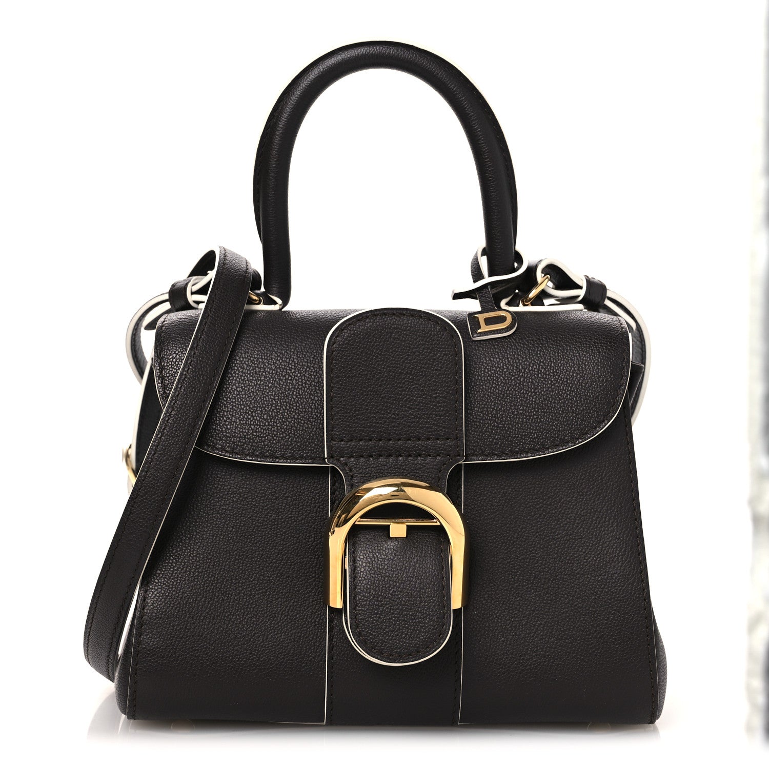 Delvaux Grained Calfskin Bi-Color Brillant Mini Satchel Black 1 of 13
