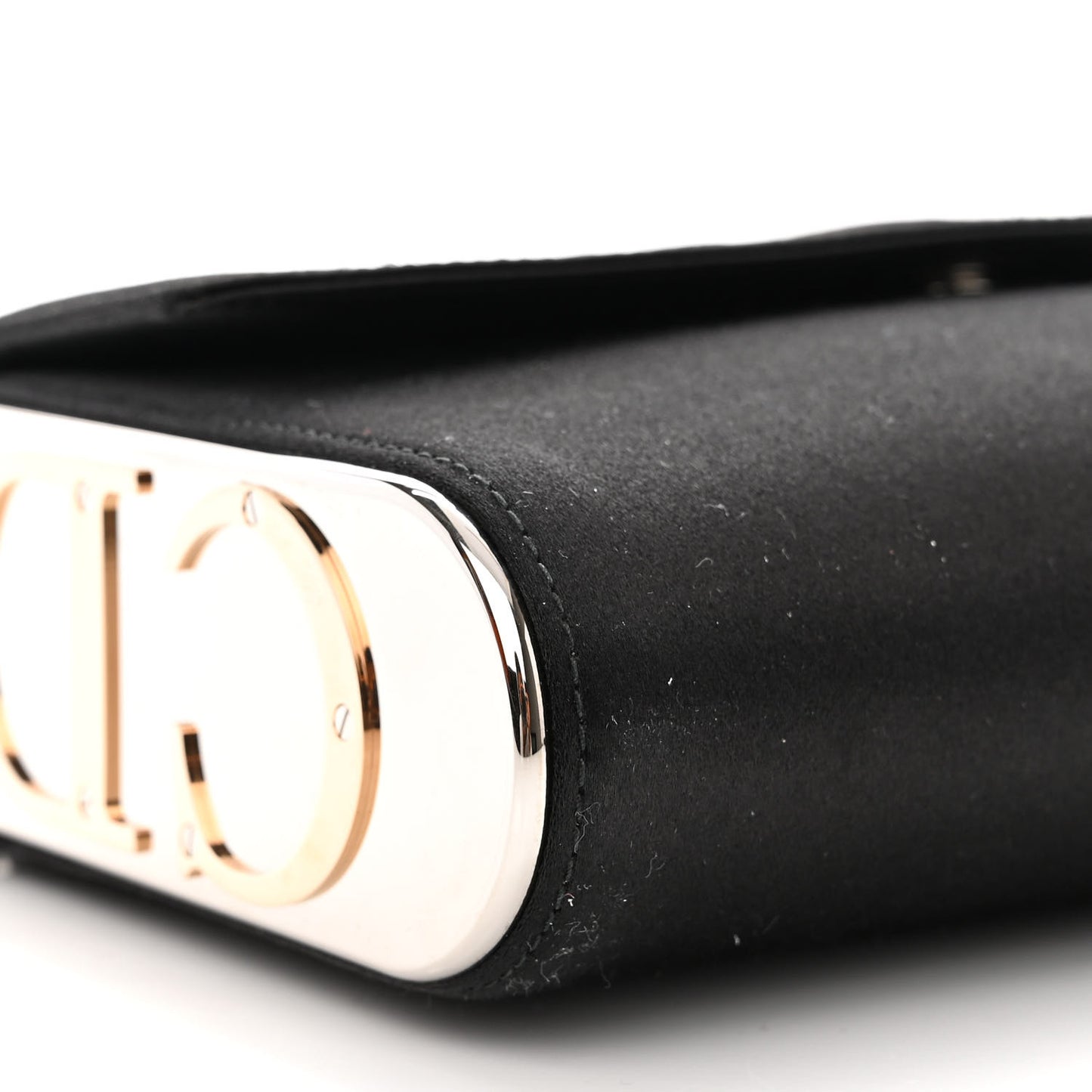 Satin CD Box Clutch with Chain Black
