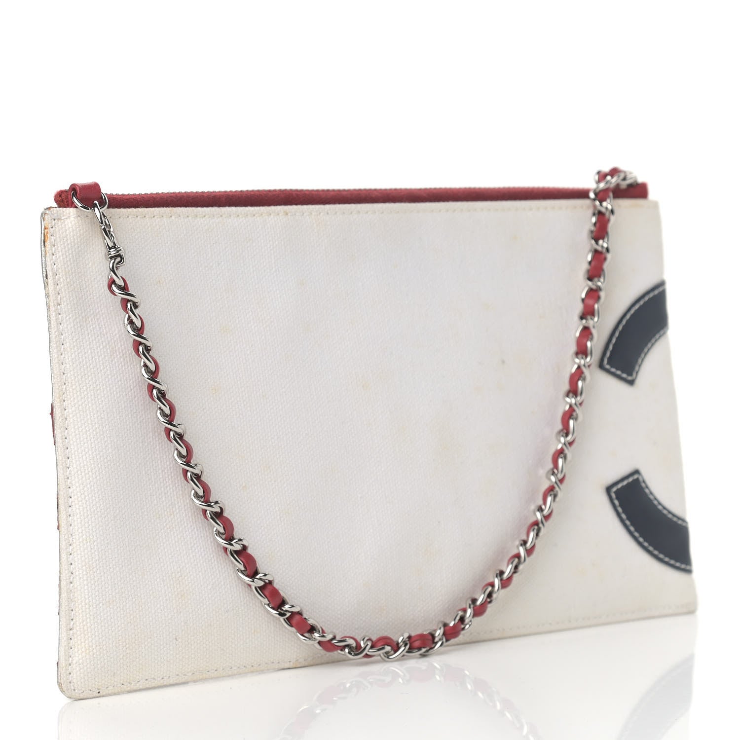 Chanel Canvas Metallic Lambskin Quilted Flag CC Pochette White 3 of 13