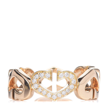 Cartier 18K Yellow Gold Diamond Hearts and Symbols Ring 55 7.25 1 of 4