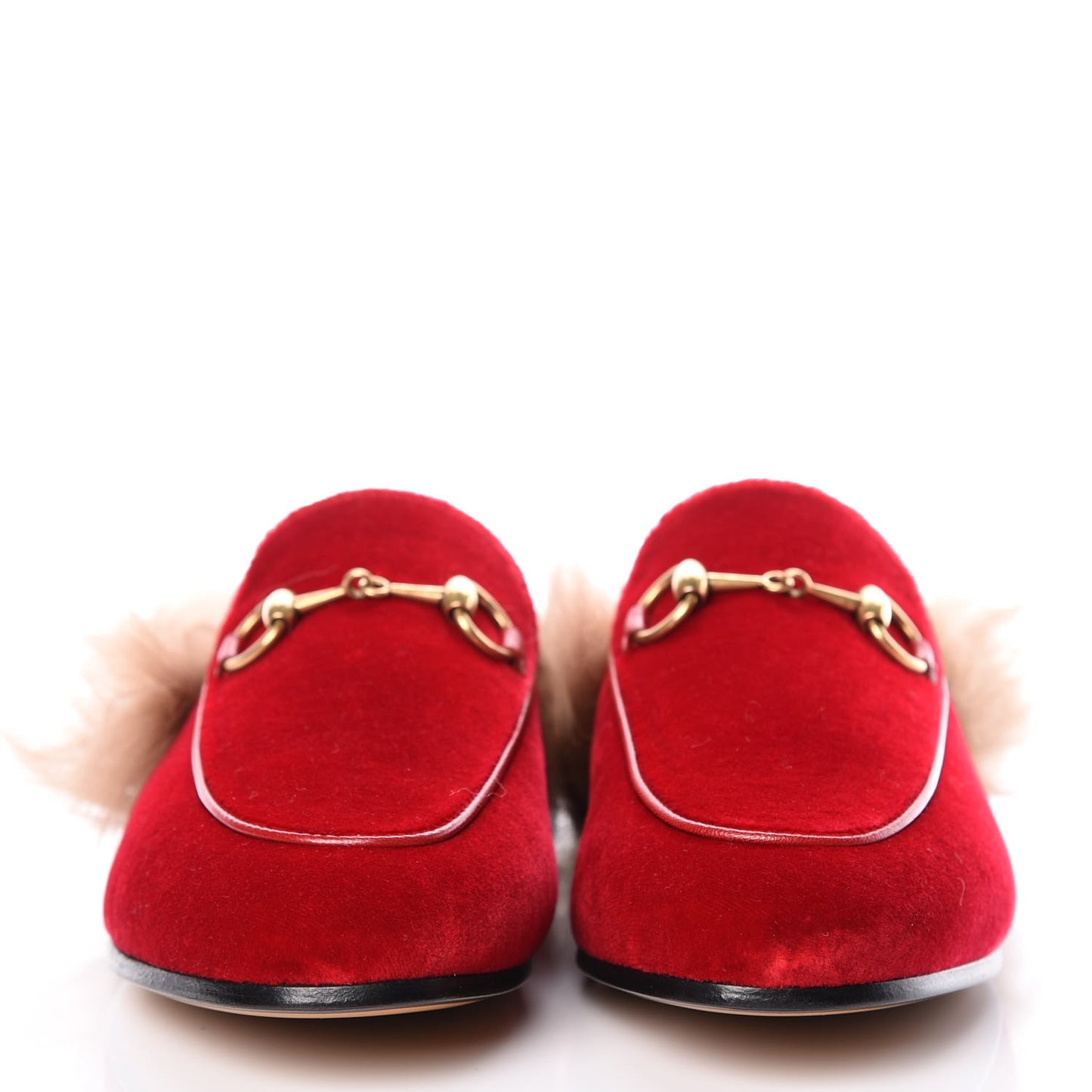Velvet Fur Womens Princetown Slippers 35 Hibiscus Red