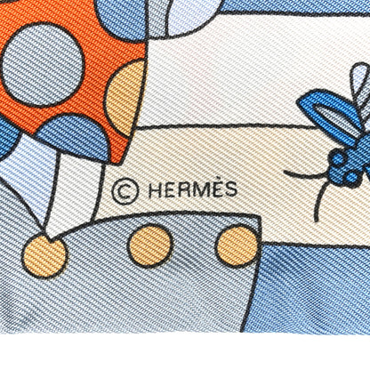 Hermes Silk Les Murmures de la Foret Twilly Bleu Jean Orange 4 of 9