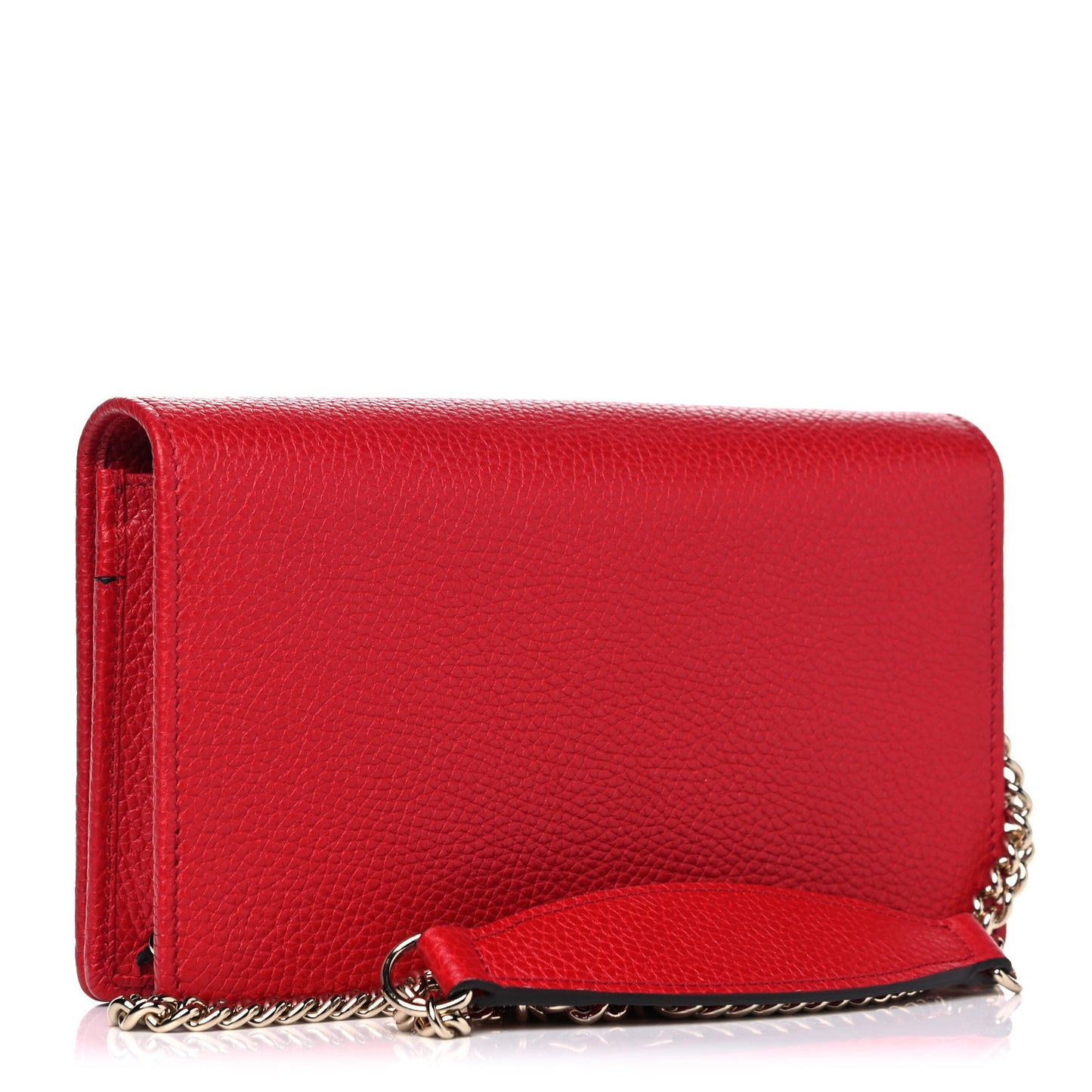 Pebbled Calfskin Soho Wallet on Chain Tabasco Red