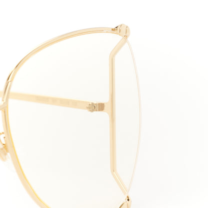 Gucci Metal Oversized Round Sunglasses GG0252S Gold 7 of 8