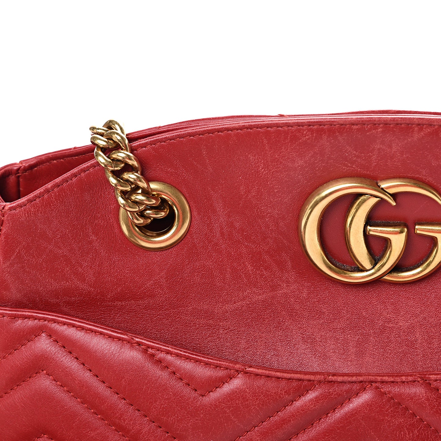 Calfskin Matelasse Medium GG Marmont Open Top Shoulder Bag Hibiscus Red