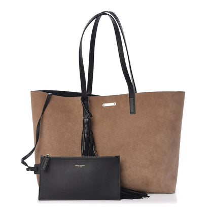 Saint Laurent Suede East West Shopping Tote Beige Black 1 of 10