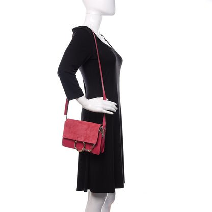 Chloe Suede Calfskin Small Faye Shoulder Bag Fuchsia Rose 2 of 9
