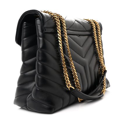 Saint Laurent Calfskin Y Quilted Monogram Medium Loulou Chain Satchel Black 3 of 11