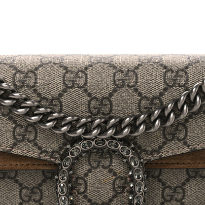Gucci GG Supreme Monogram Suede Crystal Small Dionysus Shoulder Bag Beige Ebony Taupe 8 of 10
