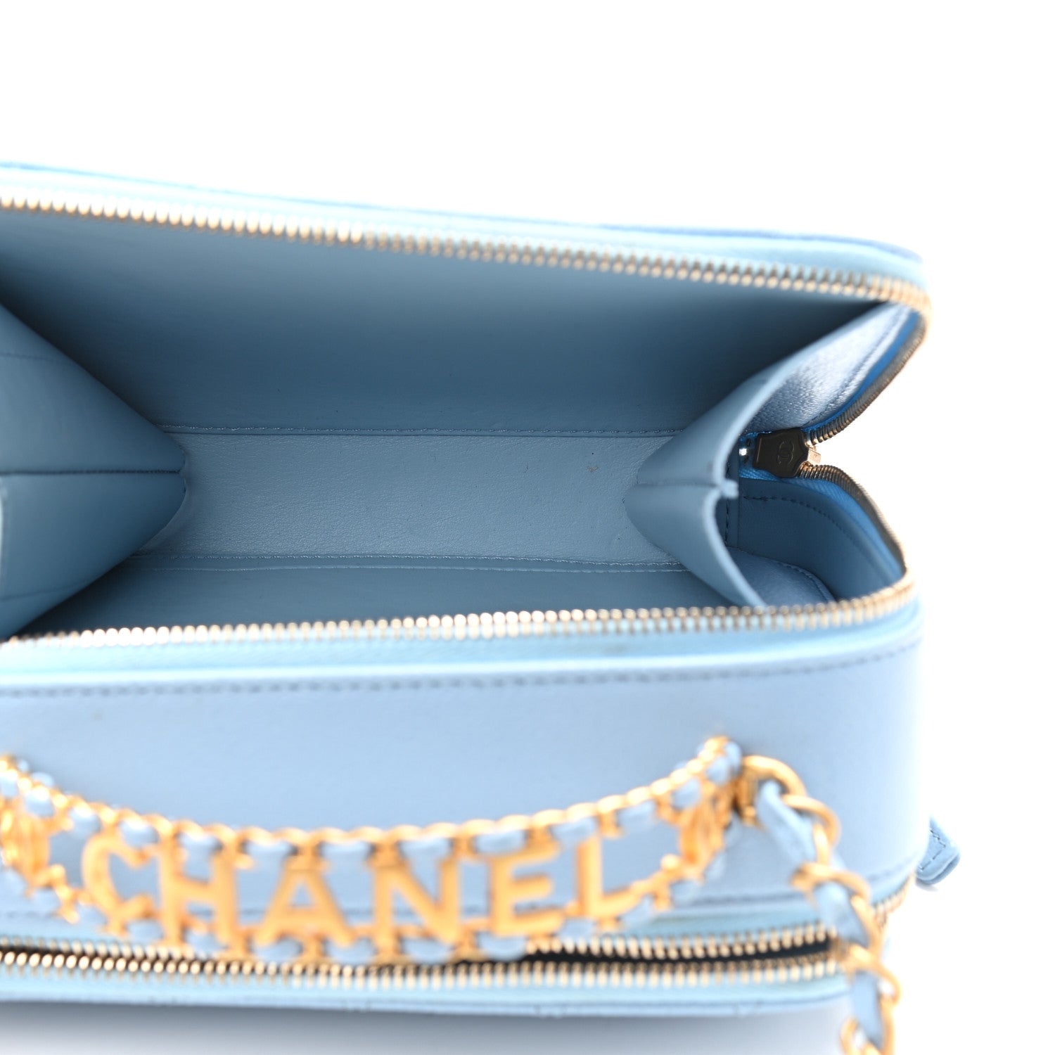 Chanel Caviar Quilted Small Pick Me Up Vanity Case Light Blue 6 of 13