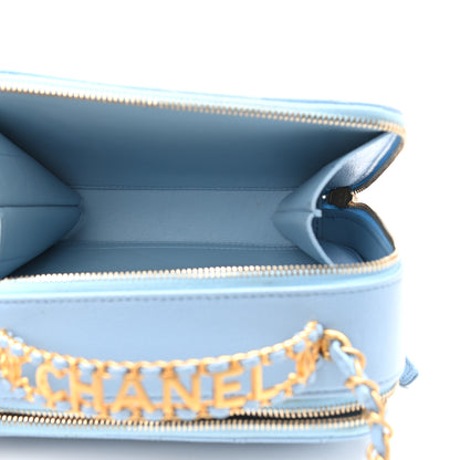 Chanel Caviar Quilted Small Pick Me Up Vanity Case Light Blue 6 of 13