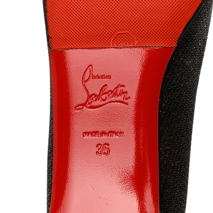 Christian Louboutin Glitter Tisse Veau Velours Heart Embellished Coramia Point Toe Flats 35 Black 8 of 9