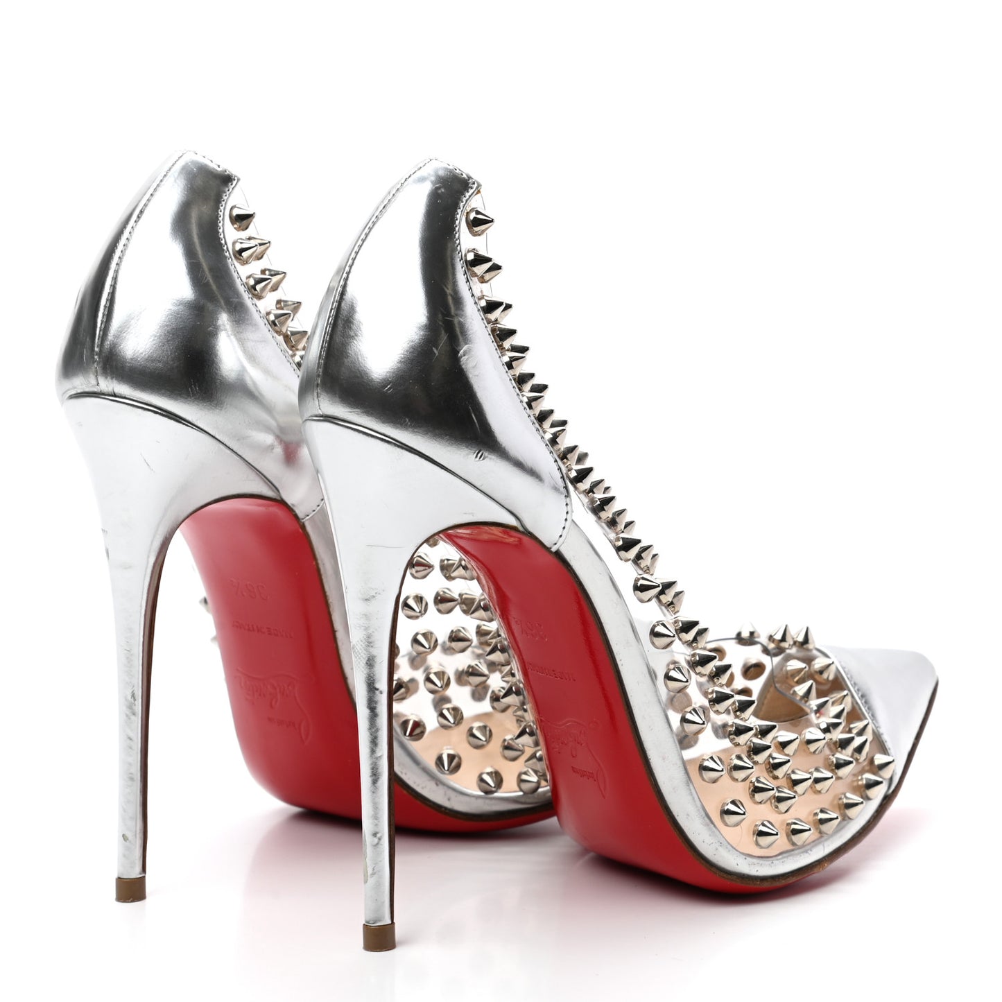 PVC Metallic Gloss Spike Me 100 Pumps 36.5 Silver