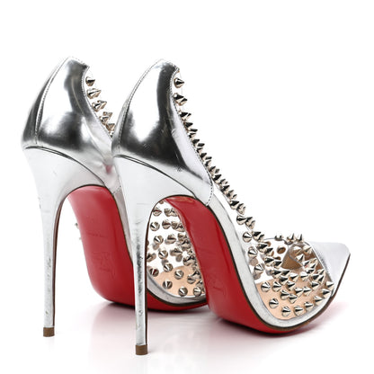 Christian Louboutin PVC Metallic Gloss Spike Me 100 Pumps 36.5 Silver 4 of 9