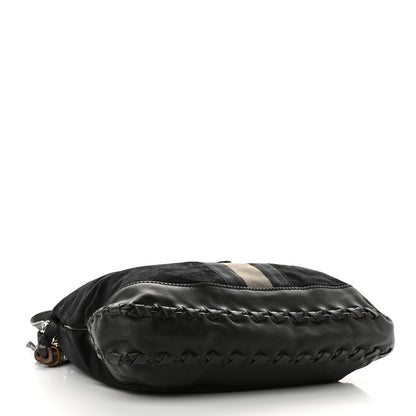 Gucci Calfskin Suede Large New Jackie Web Shoulder Bag Black 4 of 9
