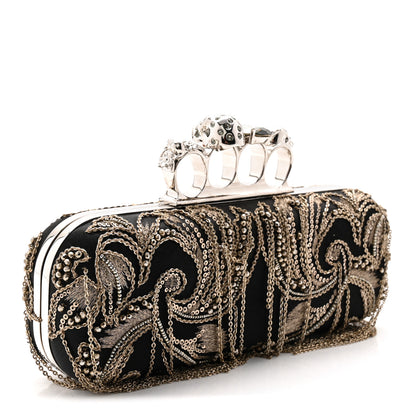 Alexander McQueen Silk Chain Skull Knuckle Box Clutch Black 3 of 12