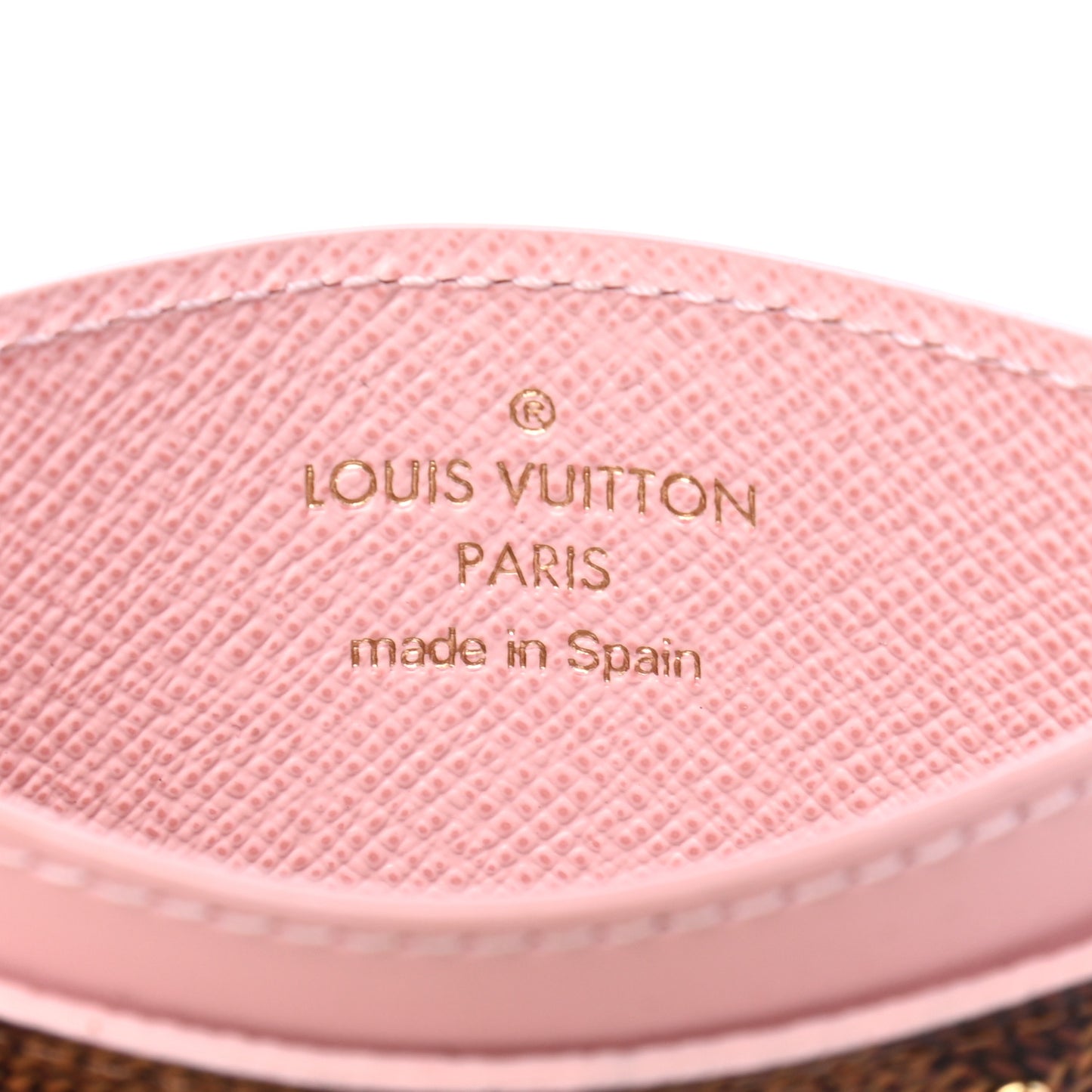 Damier Ebene Studded Card Holder Rose Ballerine
