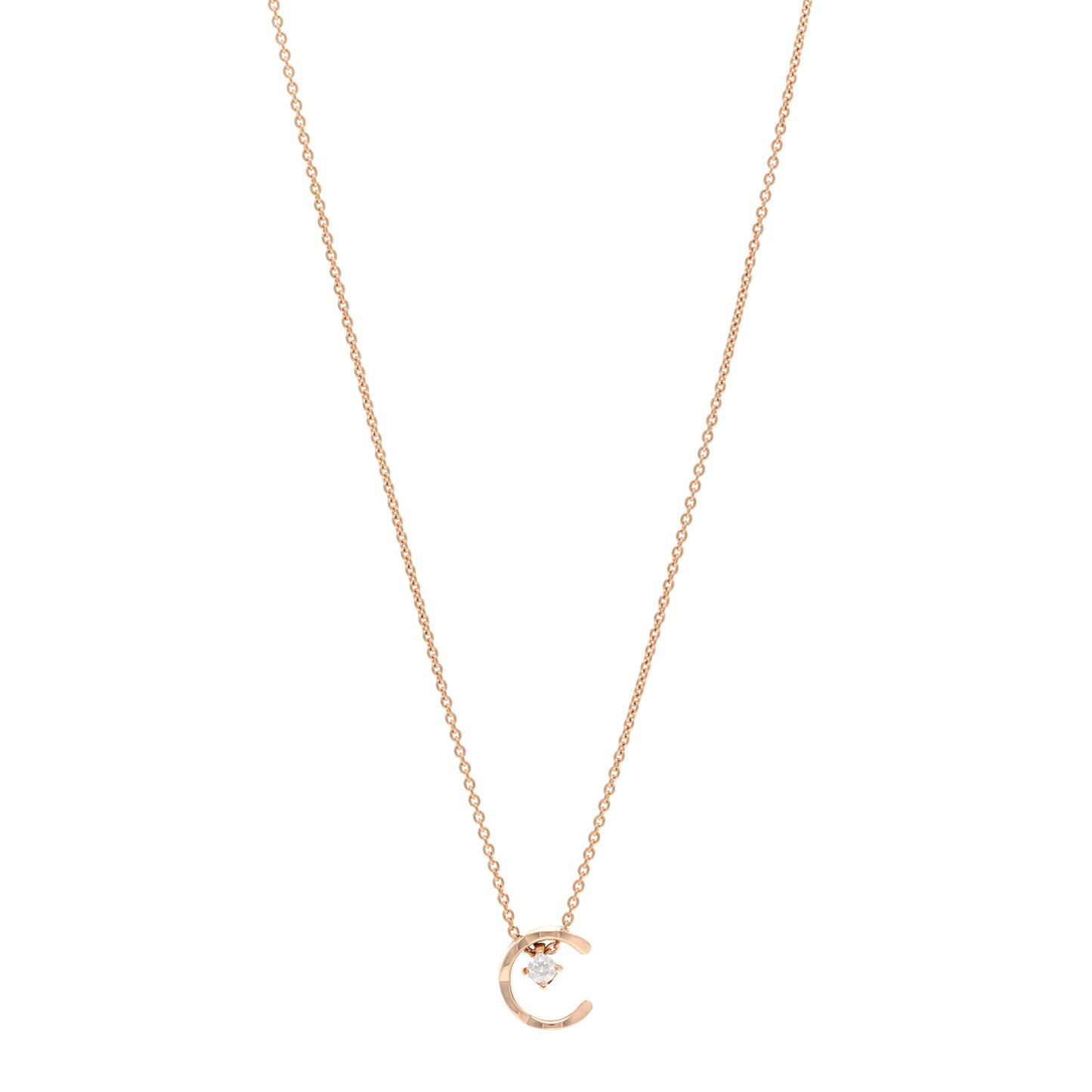 18K Beige Gold Diamond Coco Crush C Necklace