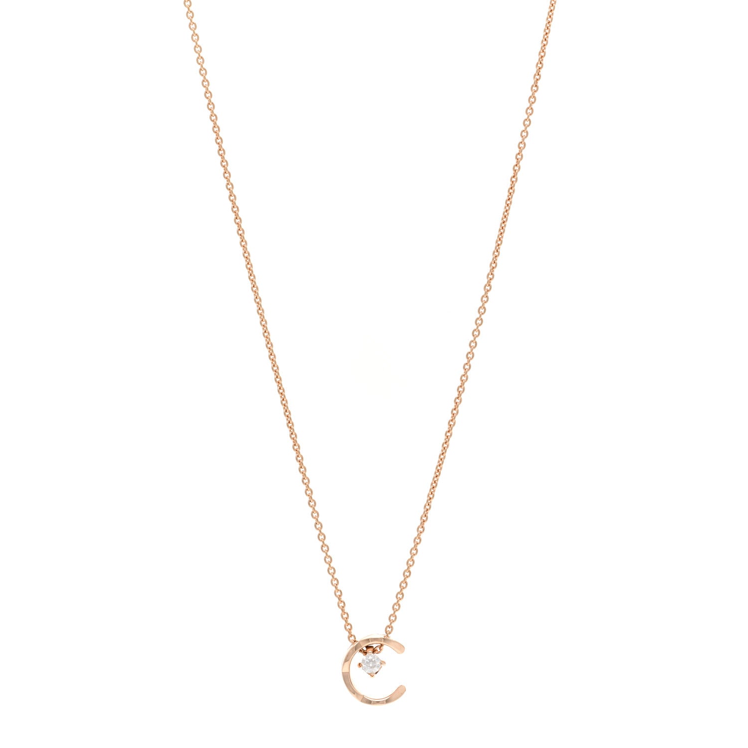 Chanel 18K Beige Gold Diamond Coco Crush C Necklace 1 of 4