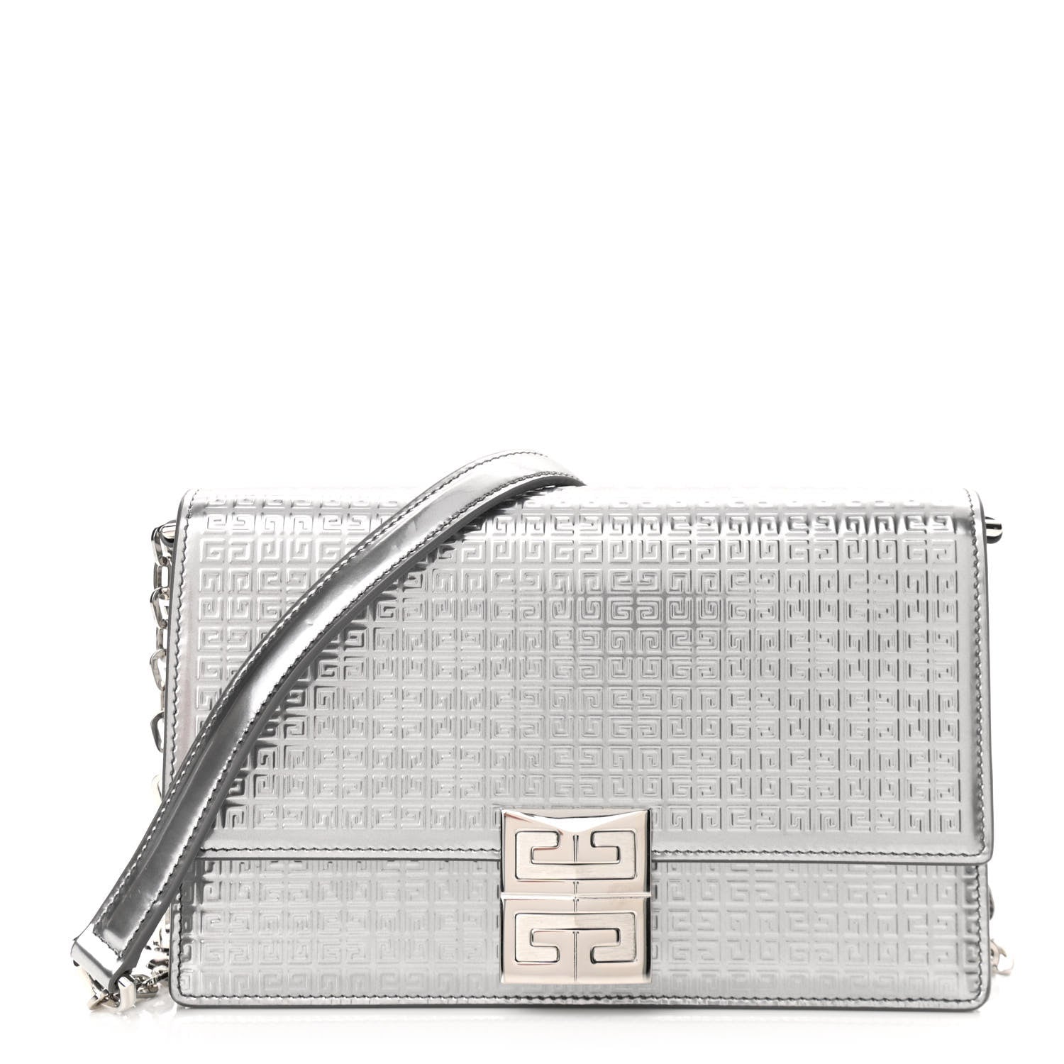 Givenchy Metallic Calfskin 4G Embossed Small 4G Crossbody Silver 1 of 9