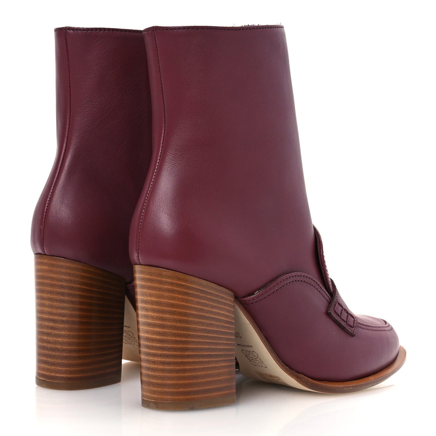 Calfskin Loafer Ankle Boots 38 Burgundy