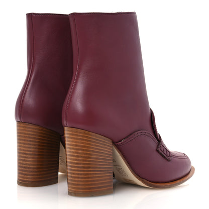 Loewe Calfskin Loafer Ankle Boots 38 Burgundy 5 of 11