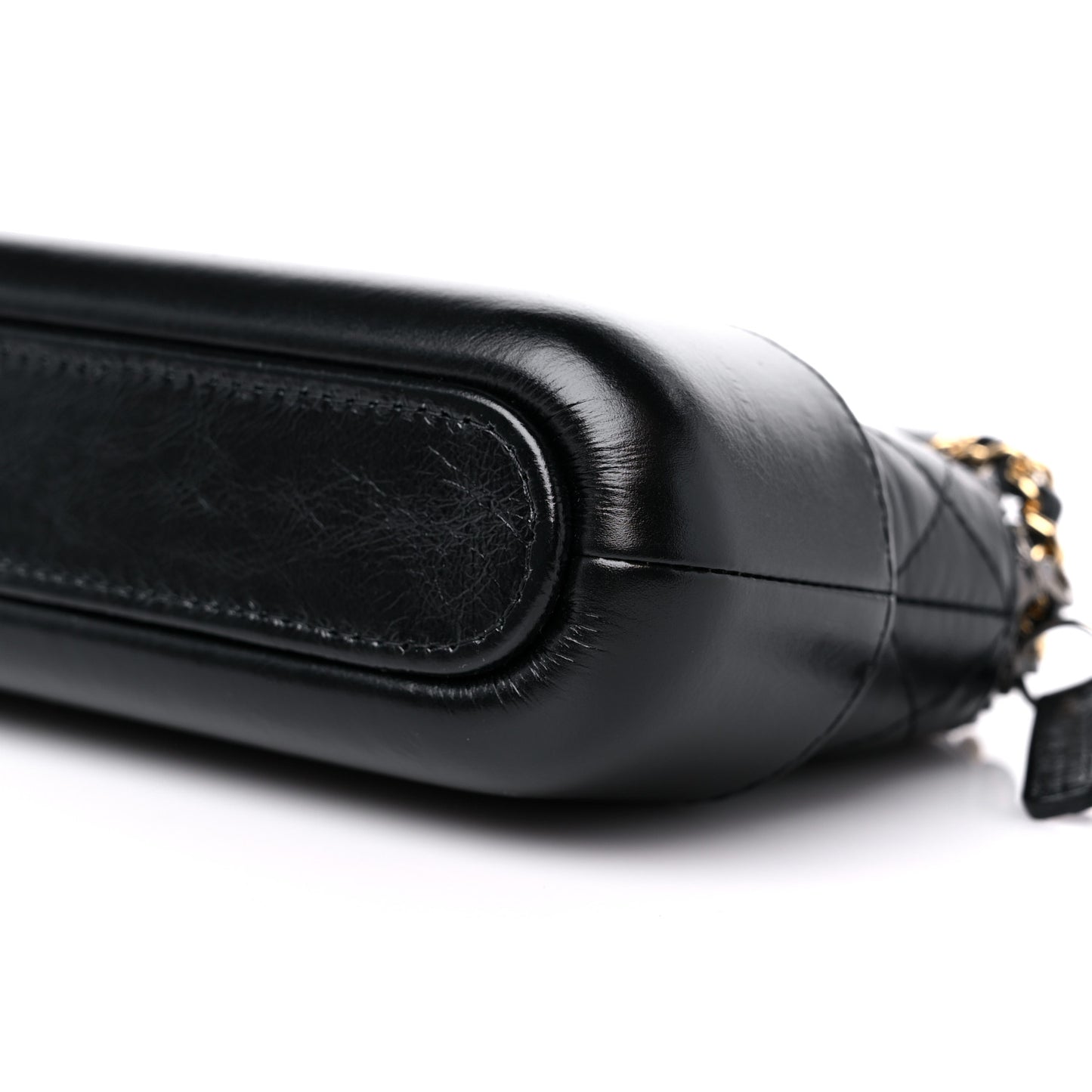 Aged Calfskin Quilted Small Gabrielle Clutch With Chain Black