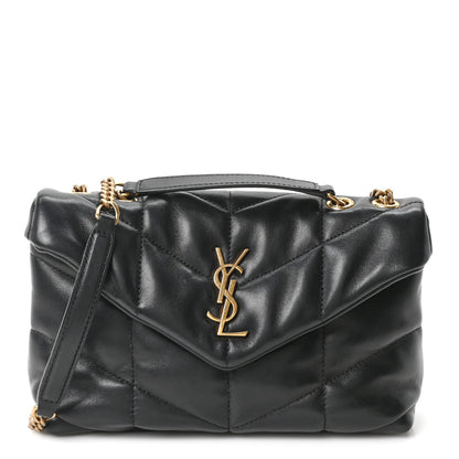 Saint Laurent Lambskin Quilted Toy Loulou Puffer Monogram Chain Satchel Black 1 of 9