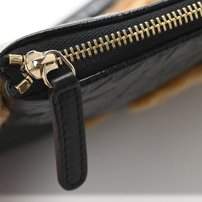 Chanel Shiny Crumpled Sheepskin Shearling CC Mania Zip Pouch Black Beige 8 of 8