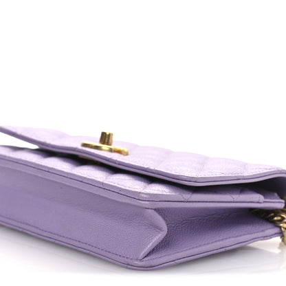 Chanel Caviar Quilted Sweetheart Wallet On Chain WOC Light Purple 11 of 16