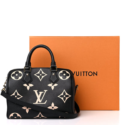 Louis Vuitton Empreinte Monogram Giant Speedy Bandouliere 25 Black Beige 9 of 9
