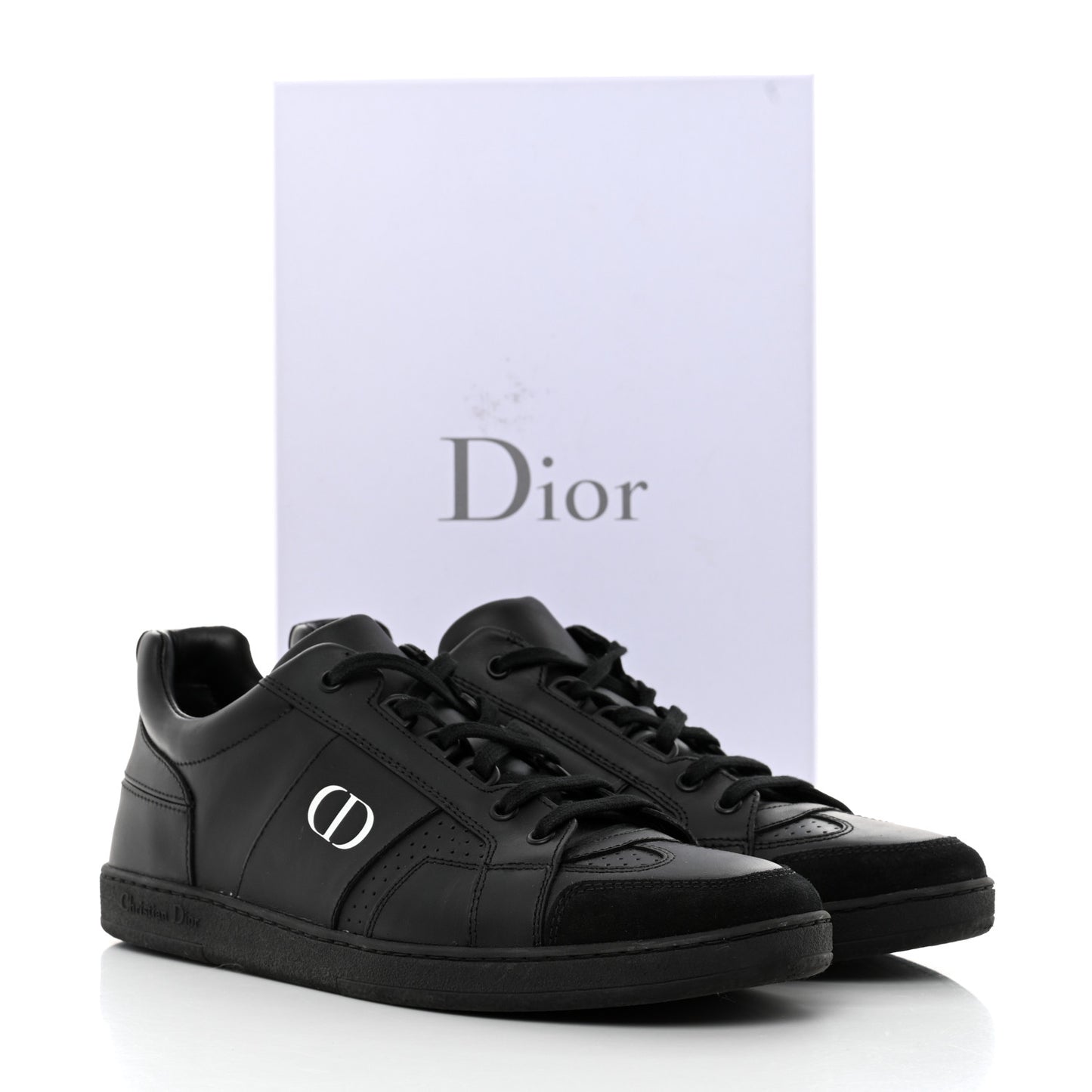 Calfskin Suede Logo Sneakers 40 Black