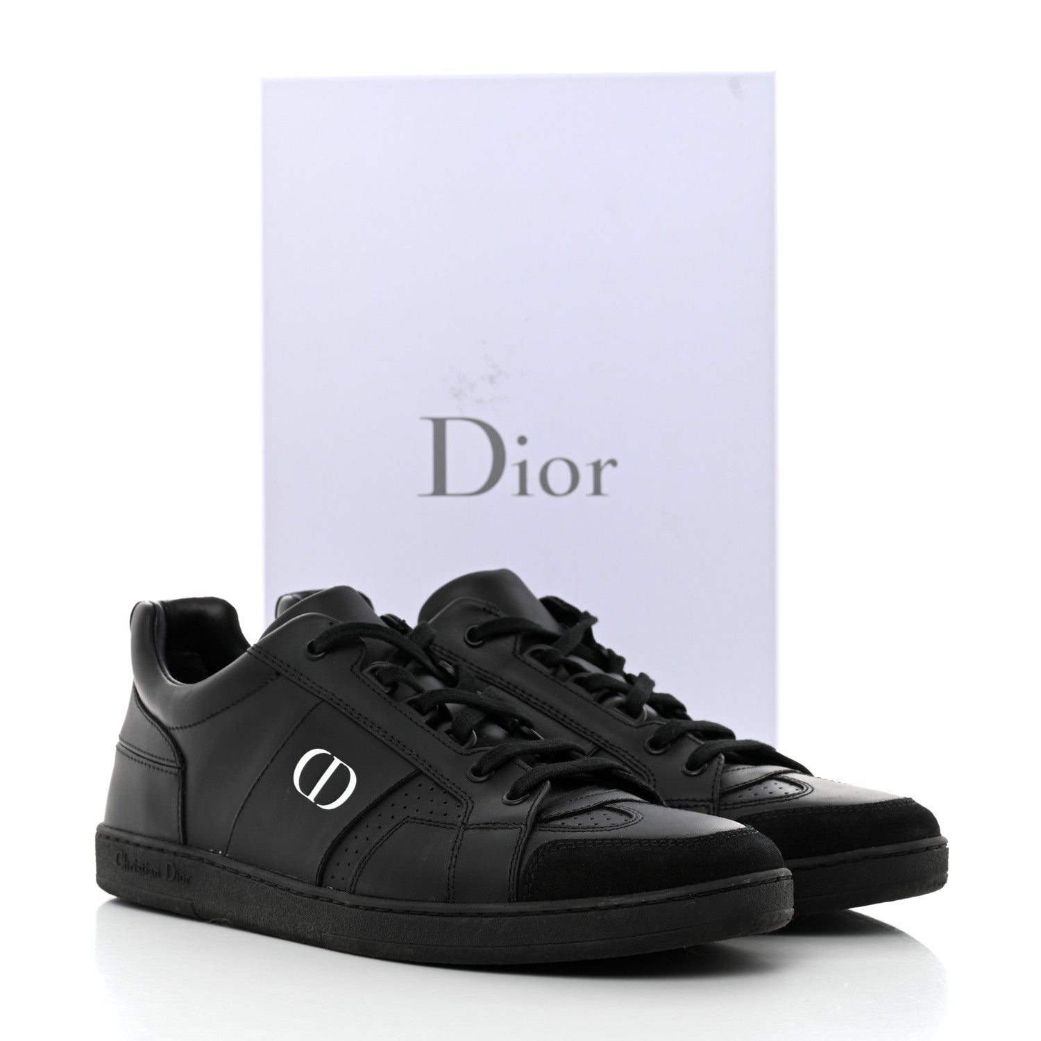Christian Dior Calfskin Suede Logo Sneakers 40 Black 9 of 9