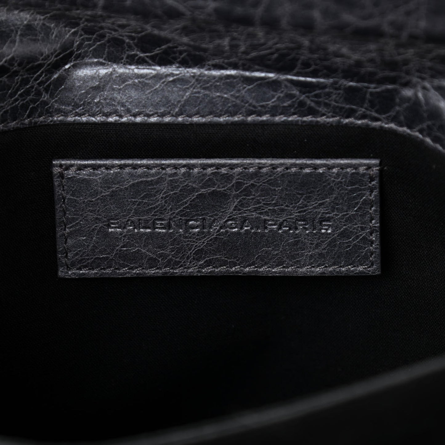 Metallic Agneau Envelope Clutch Anthracite