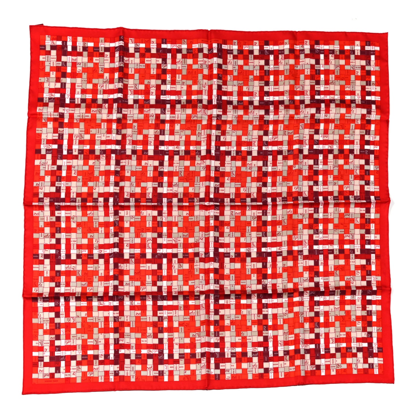 Silk Bolduc Au Carre Scarf 90 Rouge Bordeaux Gris