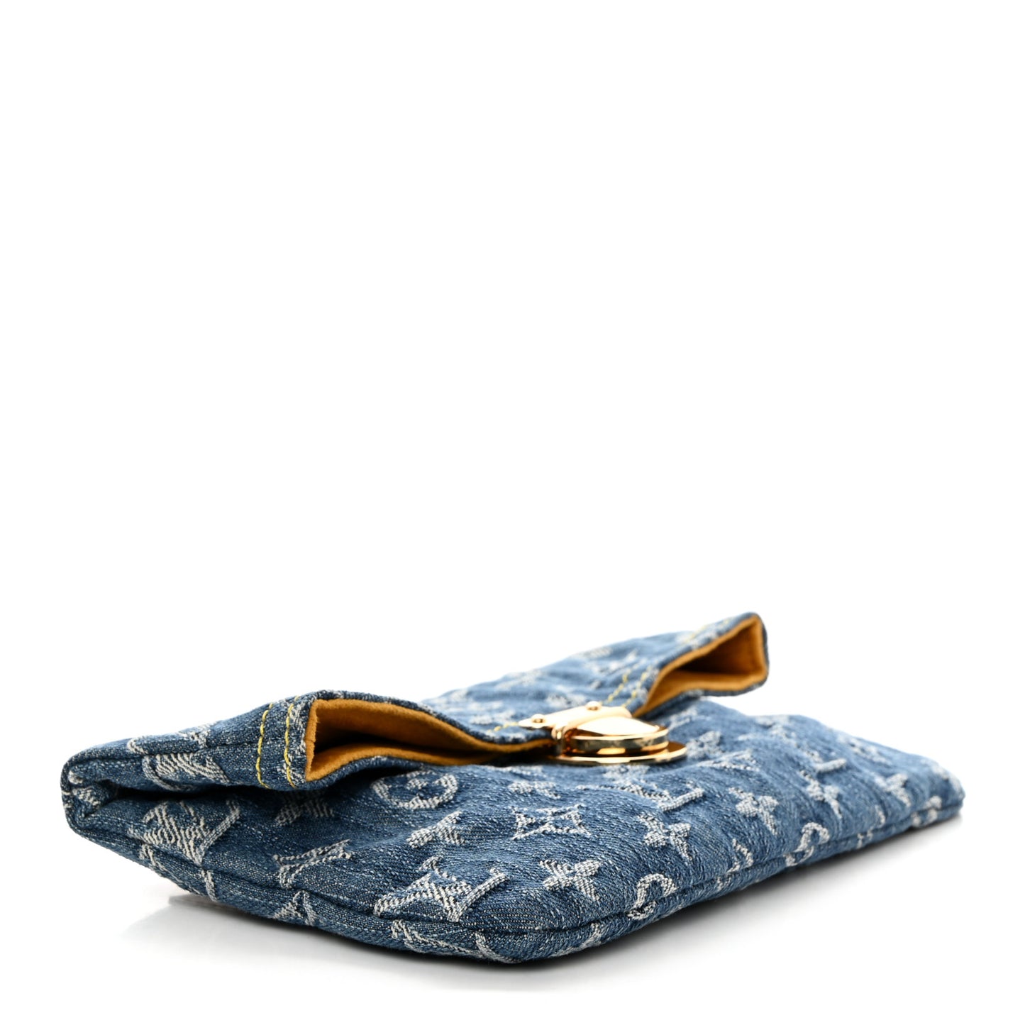 Monogram Denim Pochette Plat Clutch Blue