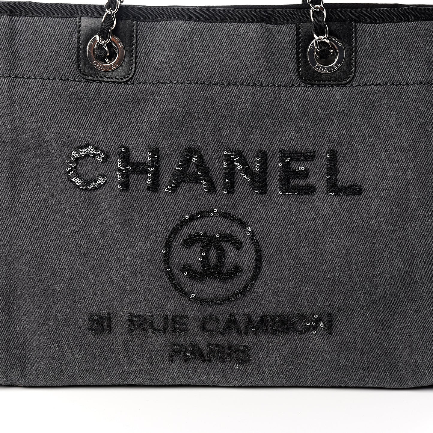 Canvas Sequin Small Deauville Tote Navy