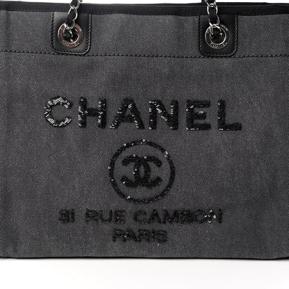 Chanel Canvas Sequin Small Deauville Tote Navy 9 of 9