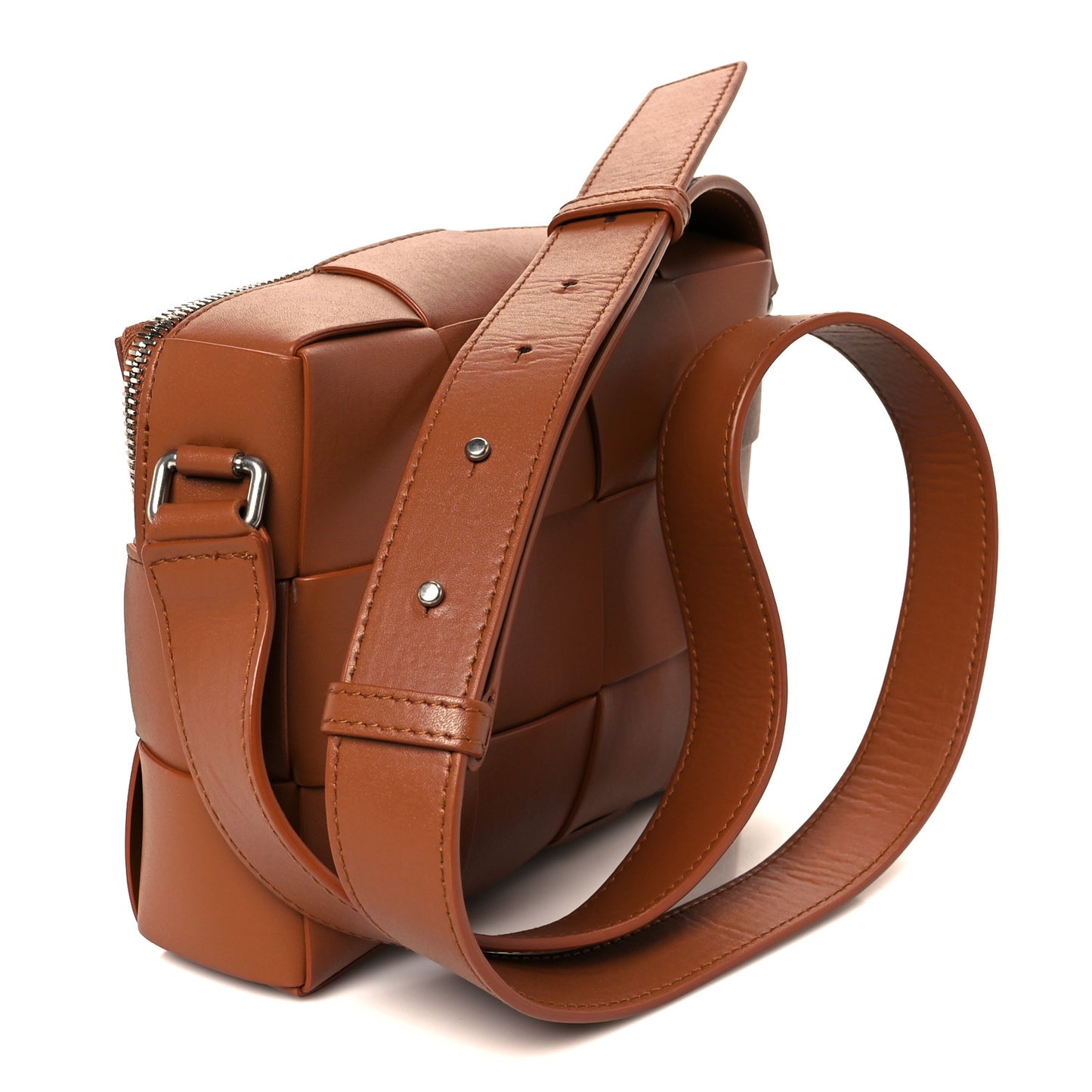 Lambskin Maxi Intrecciato Cassette Camera Bag Caramel