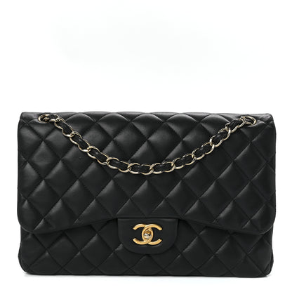 Chanel Lambskin Quilted Jumbo Double Flap Black 1 of 12