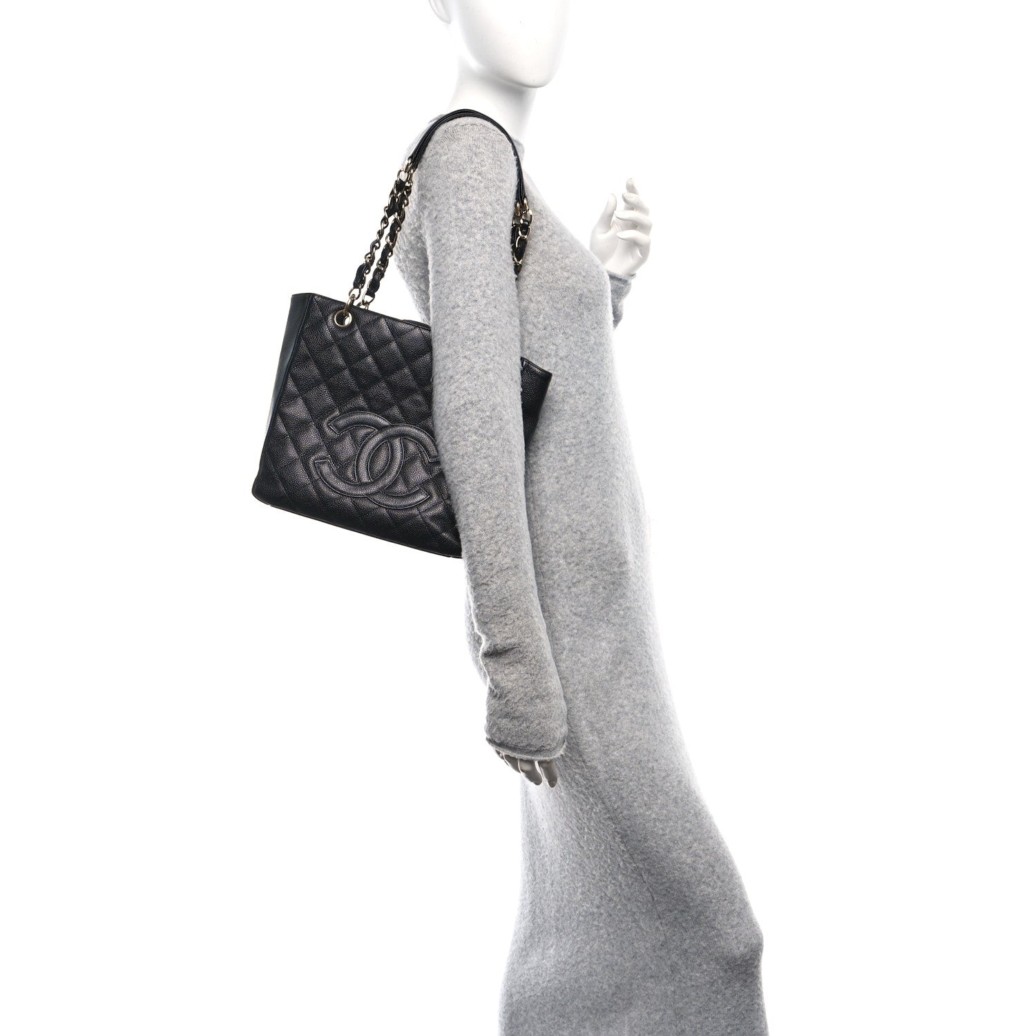 Chanel Caviar Quilted Petit Shopping Tote PST Black 2 of 11
