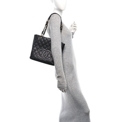 Chanel Caviar Quilted Petit Shopping Tote PST Black 2 of 11