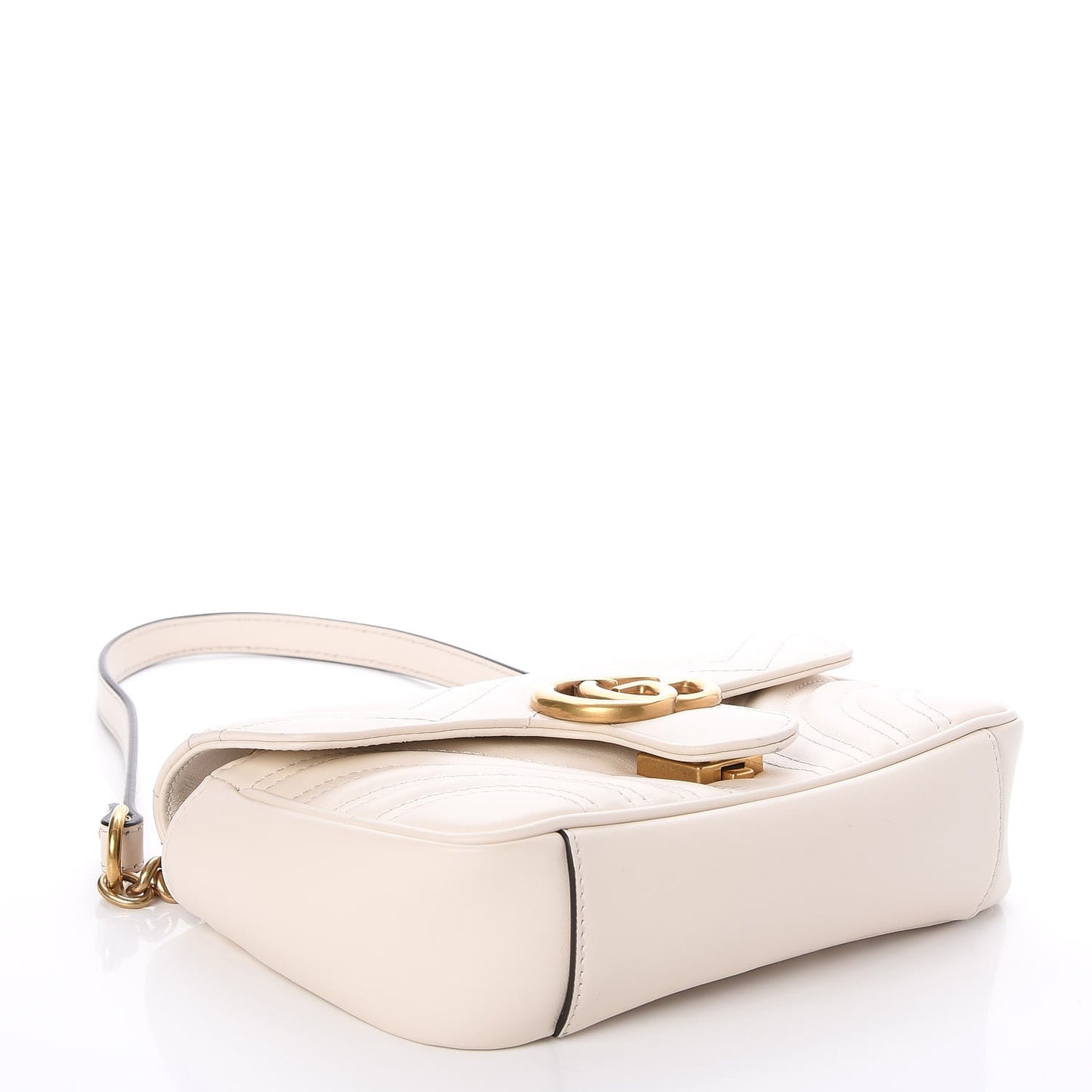 Calfskin Matelasse Mini GG Marmont Shoulder Bag White