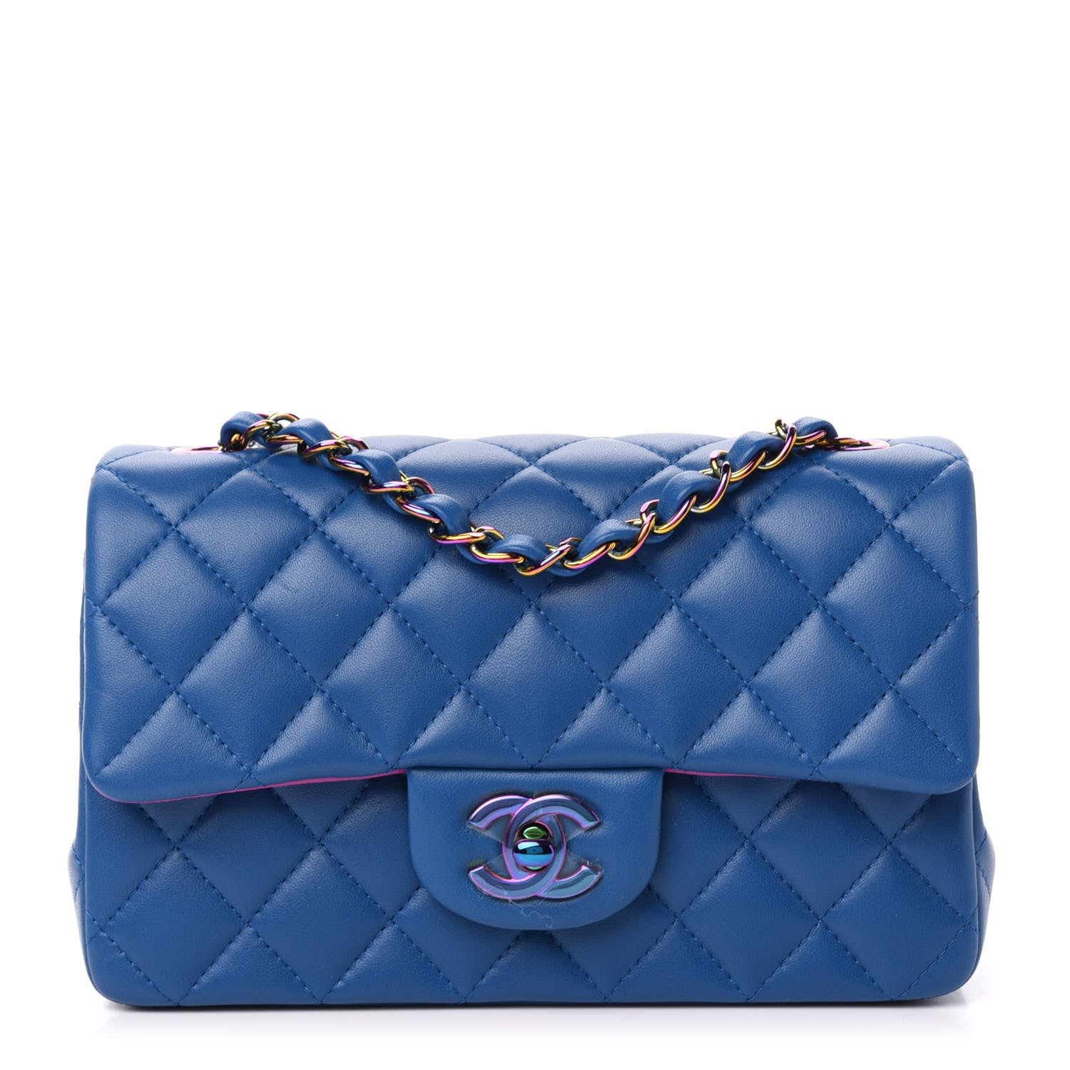 Chanel Lambskin Quilted Mini Rectangular Flap Blue Purple 1 of 10