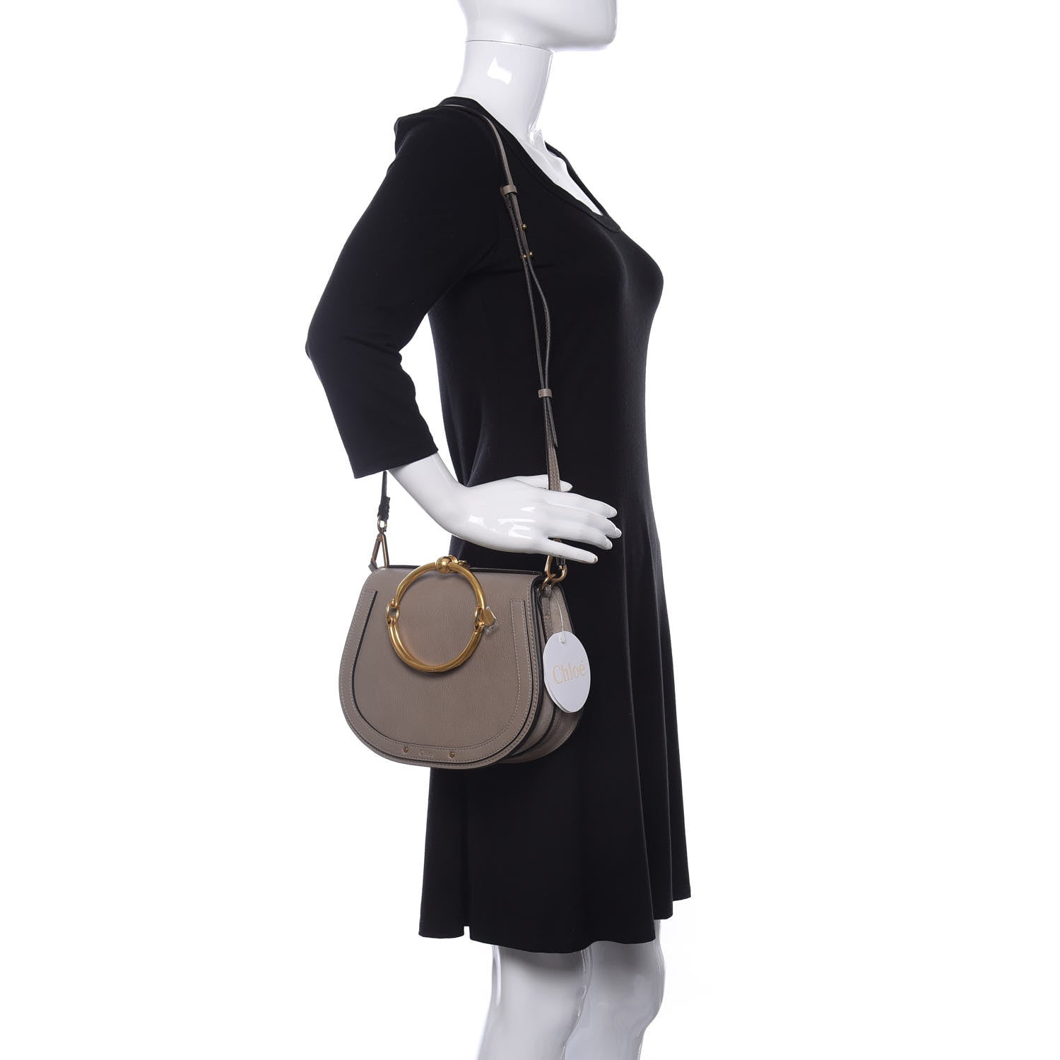 Chloe Calfskin Suede Medium Nile Bracelet Bag Motty Grey 2 of 9