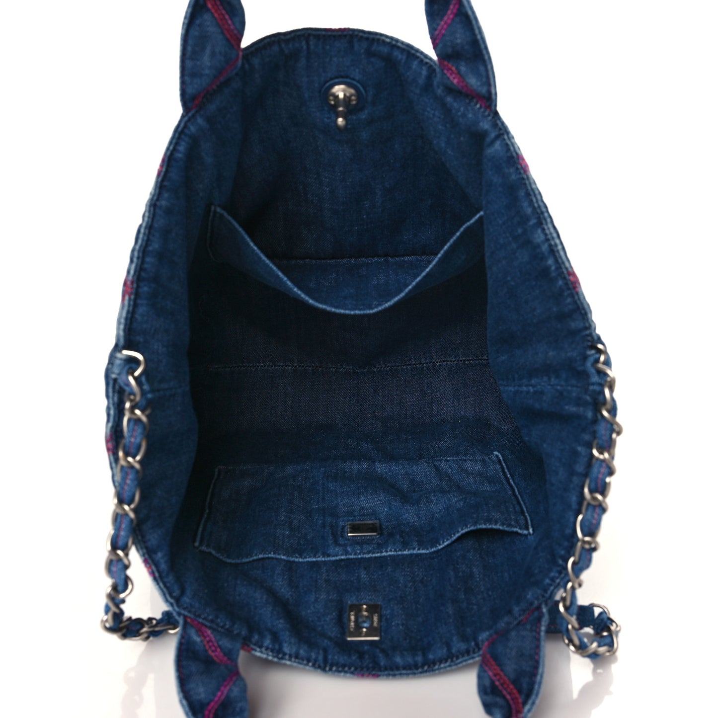 Denim Stitched Coco Beach Shopping Tote Blue