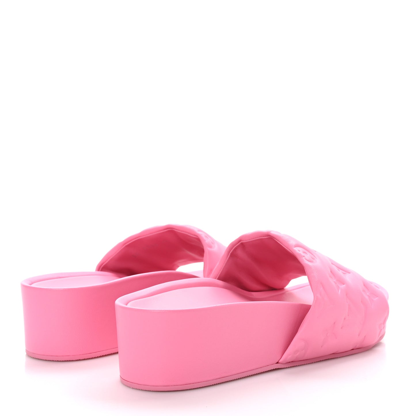 Lambskin Embossed Monogram Jumbo Flatform Mule Sandals 40 Rose Pop
