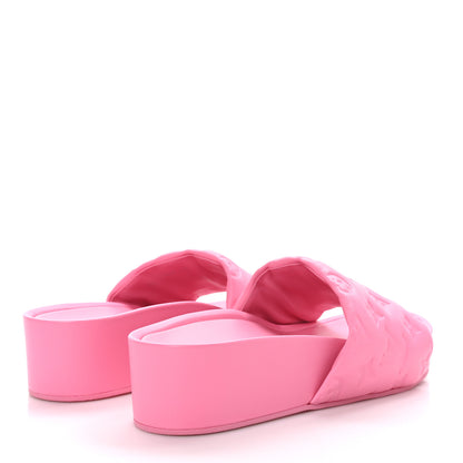 Louis Vuitton Lambskin Embossed Monogram Jumbo Flatform Mule Sandals 40 Rose Pop 4 of 8